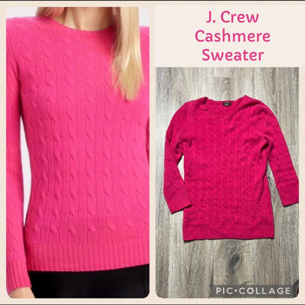 J. CrewCable Cashmere Pink Sweater Size XS